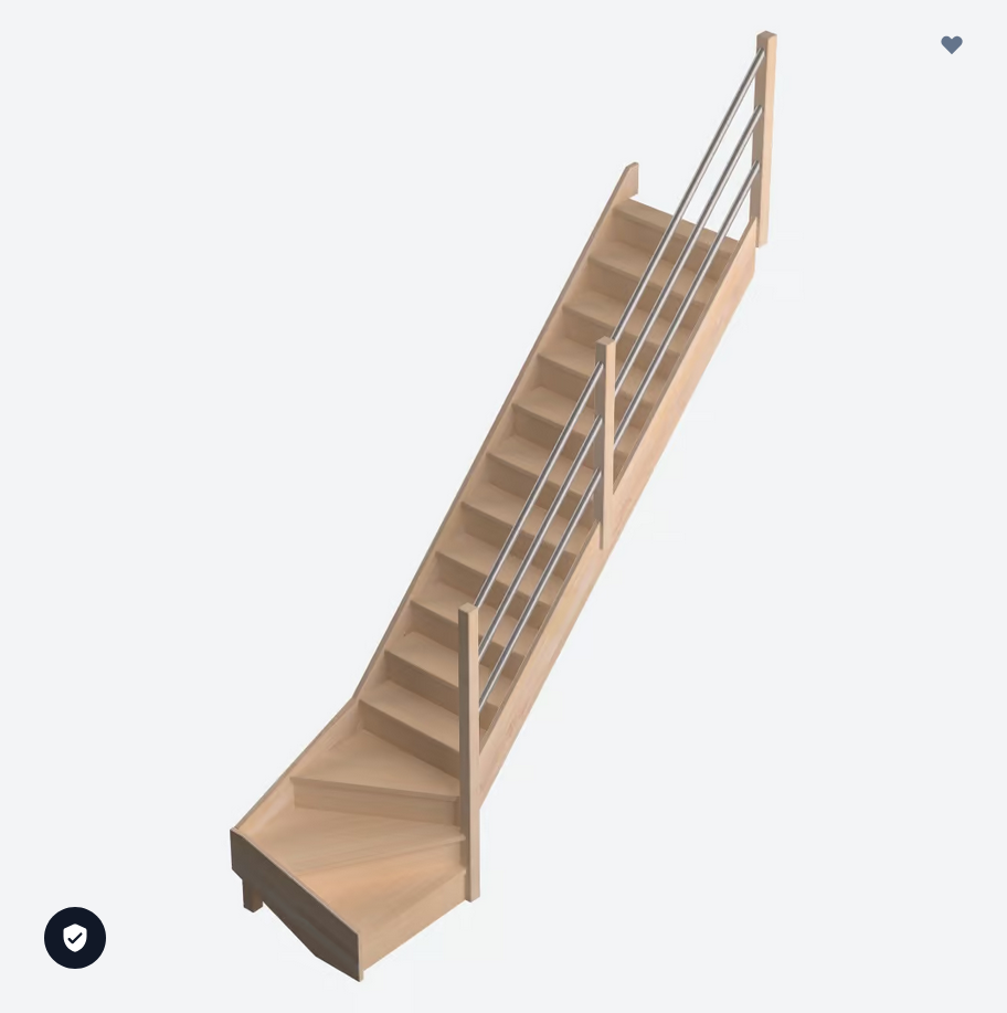 DOLLE SAVOIE - schody 1/4 zatočené v pravo dole,s podschodnicemi, masivní buk nelakovaný